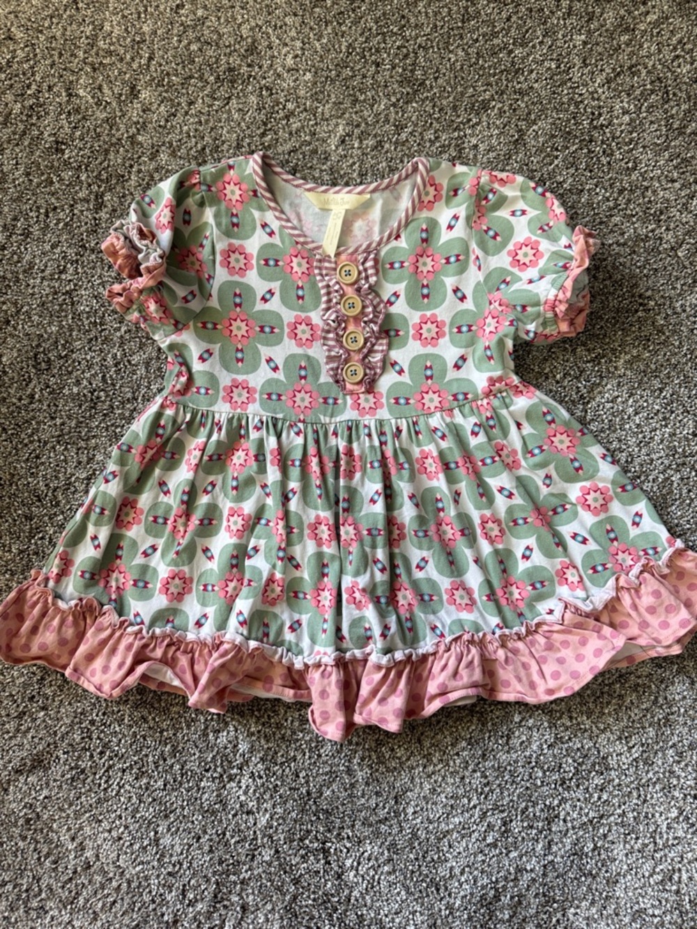 Matilda Jane Pink & Mint Floral Ruffle Dress